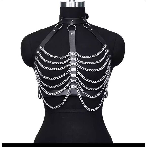 NWOT Body Chain Skeleton Festival Harness Punk - Picture 1 of 1